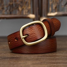 Retro Style Belt Genuine Leather Metal Pin Buckle Women's Jeans Waist Belts