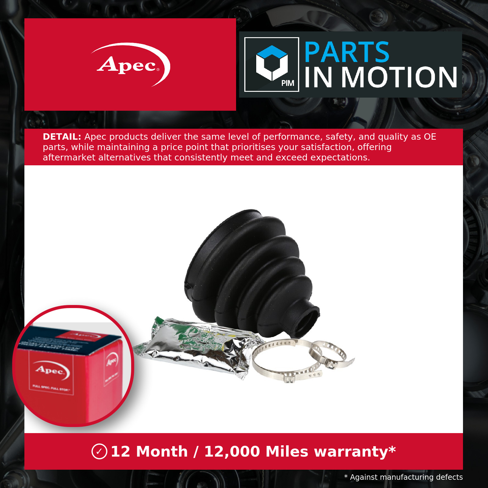 CV Joint Boot fits VOLVO C.V. Driveshaft Gaiter Apec Genuine Quality Guaranteed - Image 22