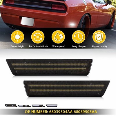 2PCS Smoked Lens Rear LED Side Marker Light White For 2008-2014 Dodge Challenger