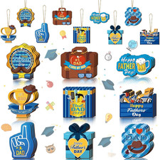 36 Pieces Father's Day Decorations Dad Wooden Hanging Ornaments for Tree Father'