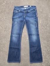 BKE Denim Women's Stella Bootcut Jeans Size 28L Blue Distressed Thick Stitch