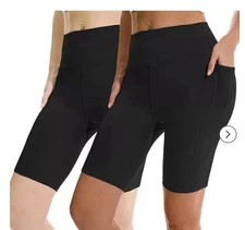 APEXUP Women’s 2-Pack YOGA/BIKER Shorts Black NEW In Package (XL)