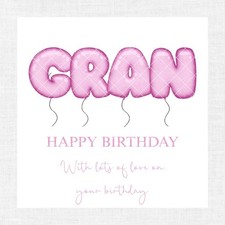 Happy Birthday Gran Fuscia Balloon Card With Envelope 6x6