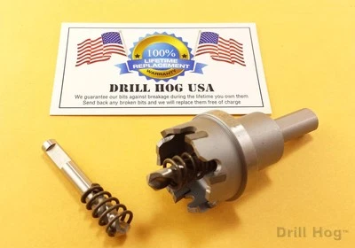 DRILL HOG Pilot Bit and Spring for Carbide Tipped Hole Cutter TcT Pilot Drill Center