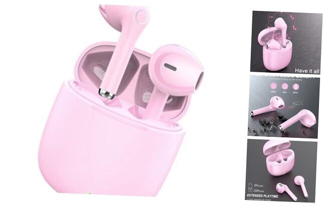 Wireless Bluetooth Earbuds with Deep Bass Lightweight Mini in Pink-image