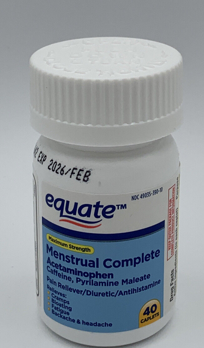 Equate Maximum Strength Menstrual Complete Caplets, 40 Count