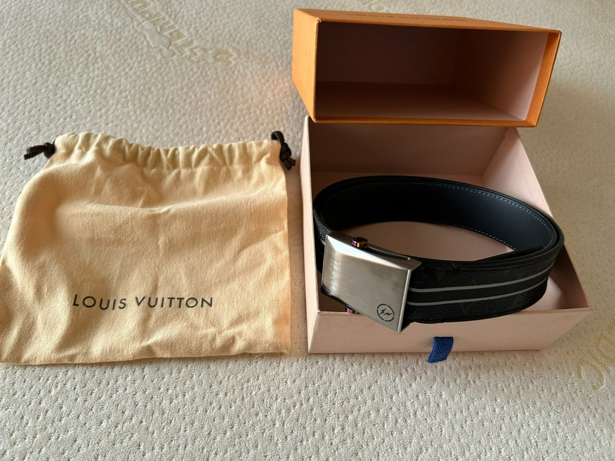 Limited Edition Louis Vuitton LV Black Leather belt, Size Up To 38