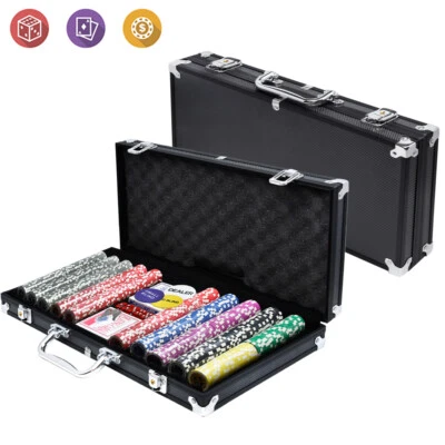 AUFUN Profi Pokerkoffer Pokerset Poker Set 500er Laser Chips Schwarz Alu Koffer Jetons