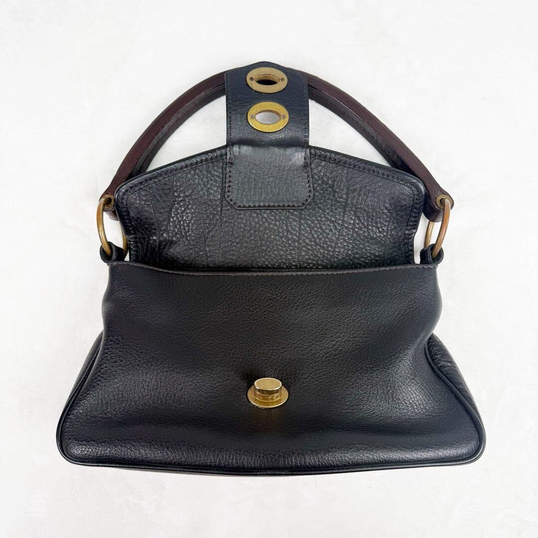 miu miu Archive Handbag One Shoulder bag Gold Turn Lock Leather 