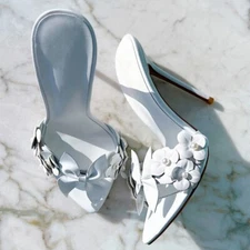 Women's 2023 Fashion Open Toe Flower Stiletto Heel Slipper Sandal Mule Shoes _复制