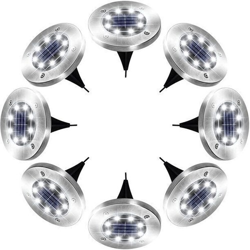 8PCS Solar Disk Light 8LED Ground Light White Light Outdoor Garden Pathway Light - Picture 6 of 9