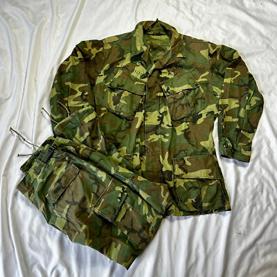 Original Vietnam War Early Poplin Non Ripstop ERDL Camo Set Jacket
