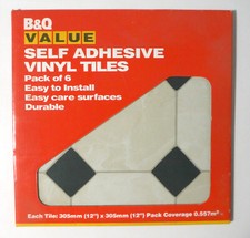 B&Q Value selbstklebende Vinylfliesen - dunkelgrün/grau 12 Zoll quadratisch 6er-Pack