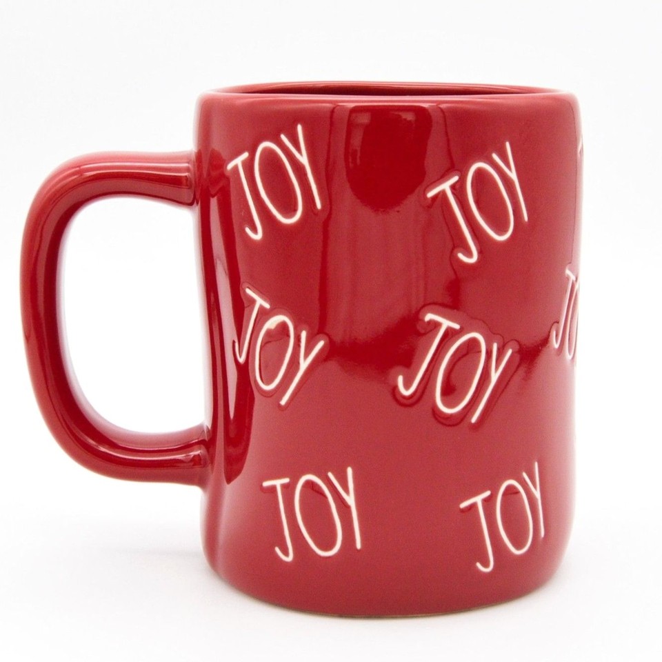 Red Rae Dunn Mug Joy 16oz Ceramic Christmas Coffee Cup Gift For Mom