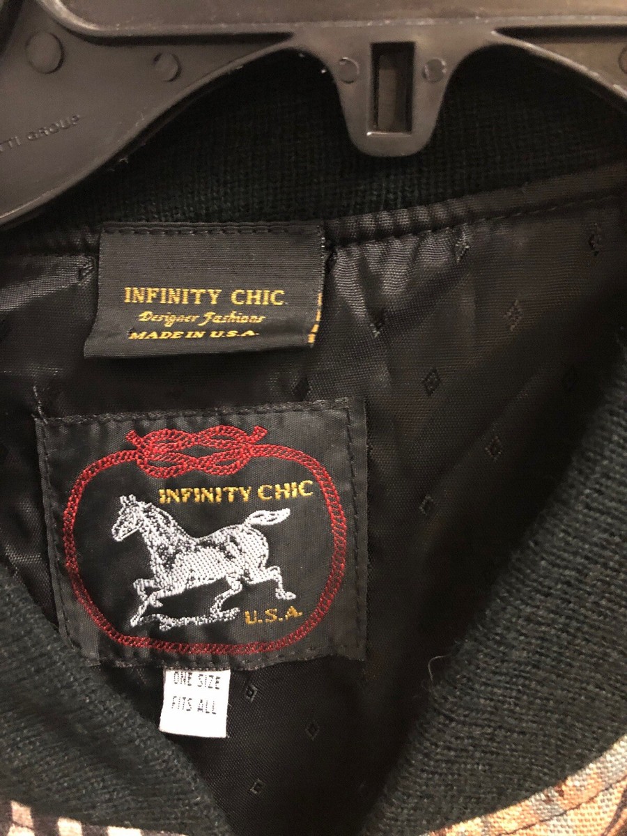 Vintage INFINITY CHIC Womens Wild Animals Bomber Jacket Coat