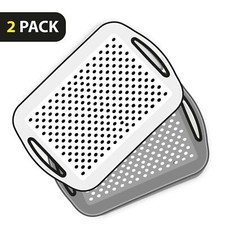 2X Anti Slip SERVING TRAY Plastic Rubber Grip Lap Waiter Serve Food Dinner Drink
