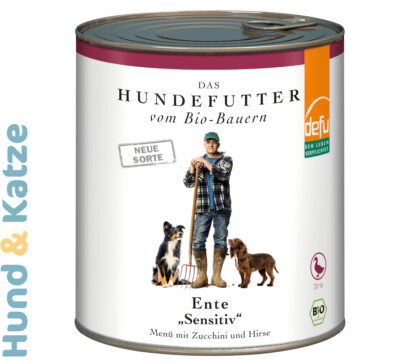 6 x 820 g defu BIO-NASSFUTTER ADULT SENSITIVE ENTE, MONO-PROTEIN VON DEMETER