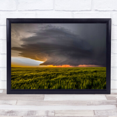 Kansas Supercell Thunderstorm Sunset Midwest Weather Thunder Wall Art Print