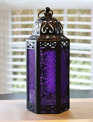Vela Lanterns Decorative Candle Lantern Holders - Purple Glass