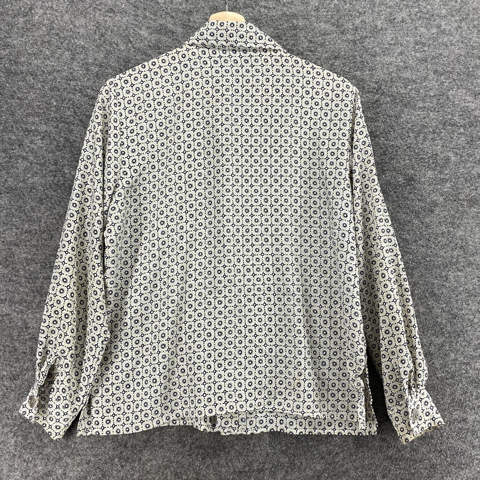 Notations Shirt Women 8P Petite Beige Geometric Button Up Collared Long Sleeve - Image 2 of 4