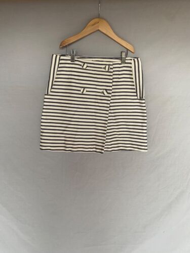 Topshop, Women's White + Black Striped Mini Skirt, Size UK 10 - Used - Afbeelding 1 van 4
