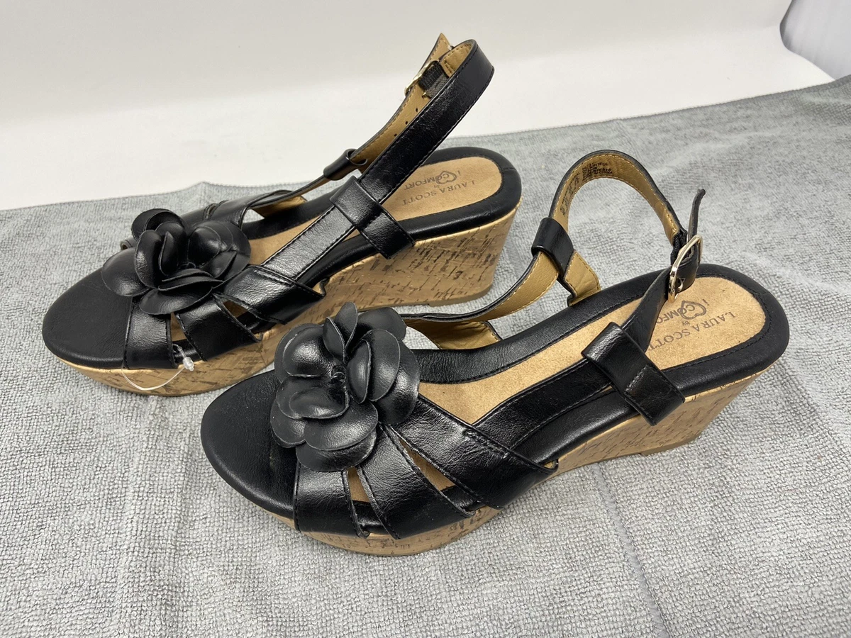 Laura Scott I Love Comfort wedge sandal Black ladies Sandal 3