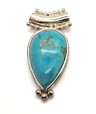 Southwestern Sterling Silver .925 Turquoise Slide Pendant