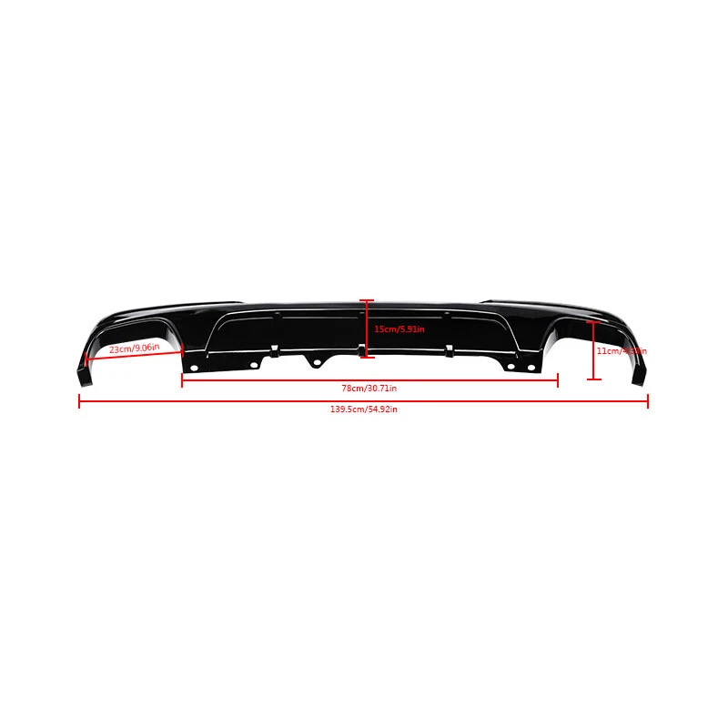 Rear Bumper Lip For 2011-2016 BMW 5 Series F10 535i M Sport Diffuser Gloss Black - Image 3 of 4