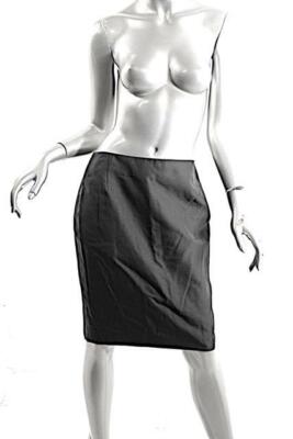 AKRIS Punto Slate Gray Cotton Silk Blend Skirt with Rear Zip Slit  US8 $395  NWT