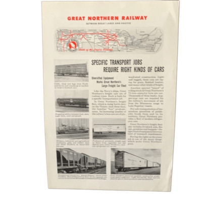Vintage 1945 Great Northern Railway Specific Transport Stellenanzeige Anzeige