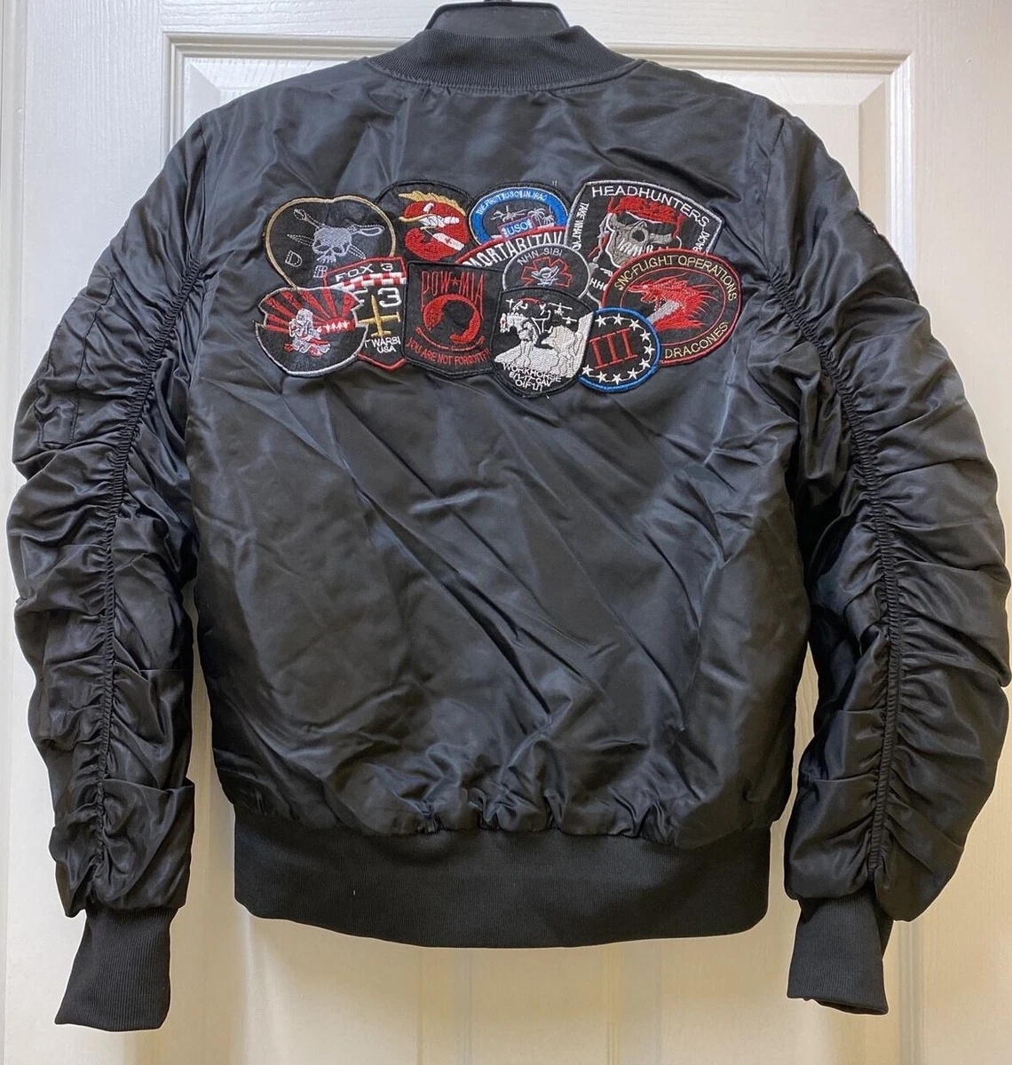 Patched bomber jacket mens sale