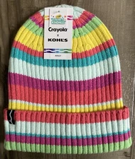 NWT Adult CRAYOLA Kohls Striped Multicolor Winter Hat Unisex One Size