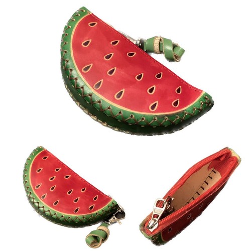 Monedero de monedas de fruta de cuero genuino hecho a mano con correa de muñeca extraíble - Imagen 6 de 30