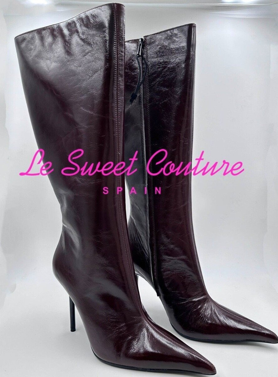ZARA ロングブーツ　STILETTO HEEL BOOTS ZARA Woman NWT Black Straight Shaft Knee High Heeled Boots