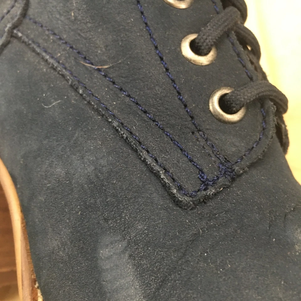 Steve Madden Boots Womens 5.5 Laurie Blue Leather Lace Up Ankle Top Block Heels - Image 4 of 4