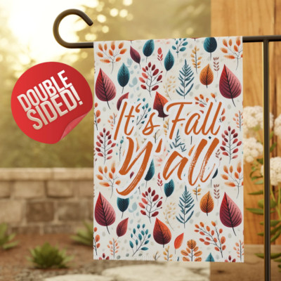 Its Fall Y'all Garden Flag, Orange Red Blue Autumn Leave Decor, Mom Gift for Her