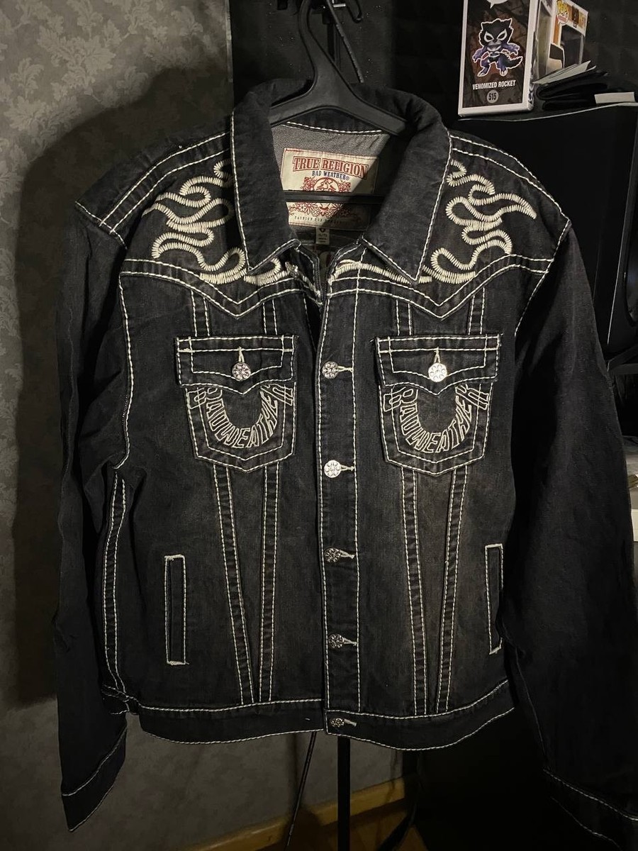 True Religion Chief Keef Bad Weather TR T Jacket Black Denim S,XL