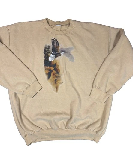 Vintage Jerzees Tan/Sand crewneck with flying eagle 1993 Mike Capser Artwork - product listing photo
