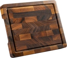 Walnut End Grain Cutting Board for Kitchen, Thick Charcuterie Chopping Block