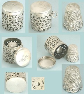 Antique Sterling Silver Chatelaine Case w/ Thimble Unger Bros. Circa 1890s