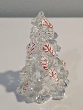 Mosser Glass New 2.75" Christmas Tree Crystal With HP Candy Canes