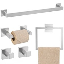 Brushed Nickel Bathroom Hardware Accessories Set 5 Pieces, Double Post Pivoti...