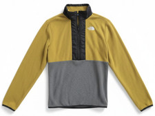 The North Face Fleece Gold Gray Pullover Sweatshirt 1/2 Zip Youth Unisex XL