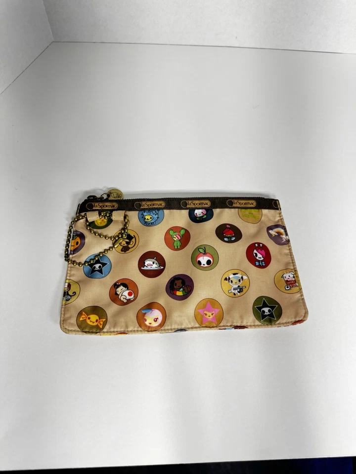 "Bolsa con cremallera LeSportsac x Tokidoki marrón beige 9""X 6""" Foto 2 de 4