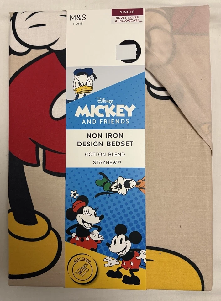 BNWT M&S DISNEY MICKEY MOUSE AND FRIENDS NON IRON BEDDING SET-SINGLE BED - Image 1 of 4