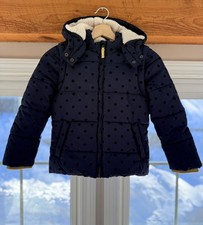 Mini Boden Kids Girls Cozy 2 in 1 Puffer Jacket Vest Convertible Polka Dot 6-7 Y