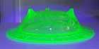 Vintage Uranium Glass Green Depression Bowl Rose & Fern No Cover