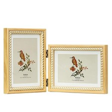 5x7 Double Vertical and Horizontal Hinged Picture Frame, Gold Brushing Rope A...