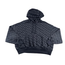 Nike Womens Sportswear All Over Swoosh Print Cropped Hoodie Black Small