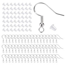 925 Sterling Silver Hypoallergenic Earring Hooks 100 Pairs for Jewelry Making...
